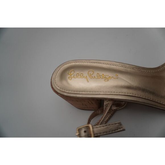 Lilly Pulitzer Marcia gold-tone chain leather sandals, comfort and style Size 8. - Picture 4 of 7